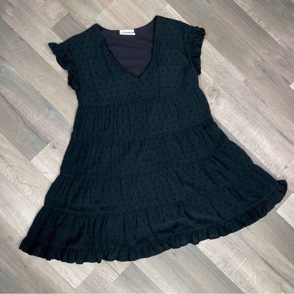 Urban Outfitters Tiered Clip Dot Mini Shift Dress Black Small - Picture 13 of 14
